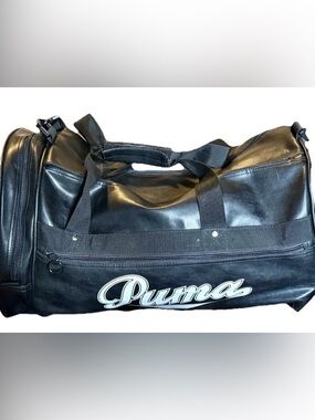 vtg Faux Leather Puma Duffel Bag